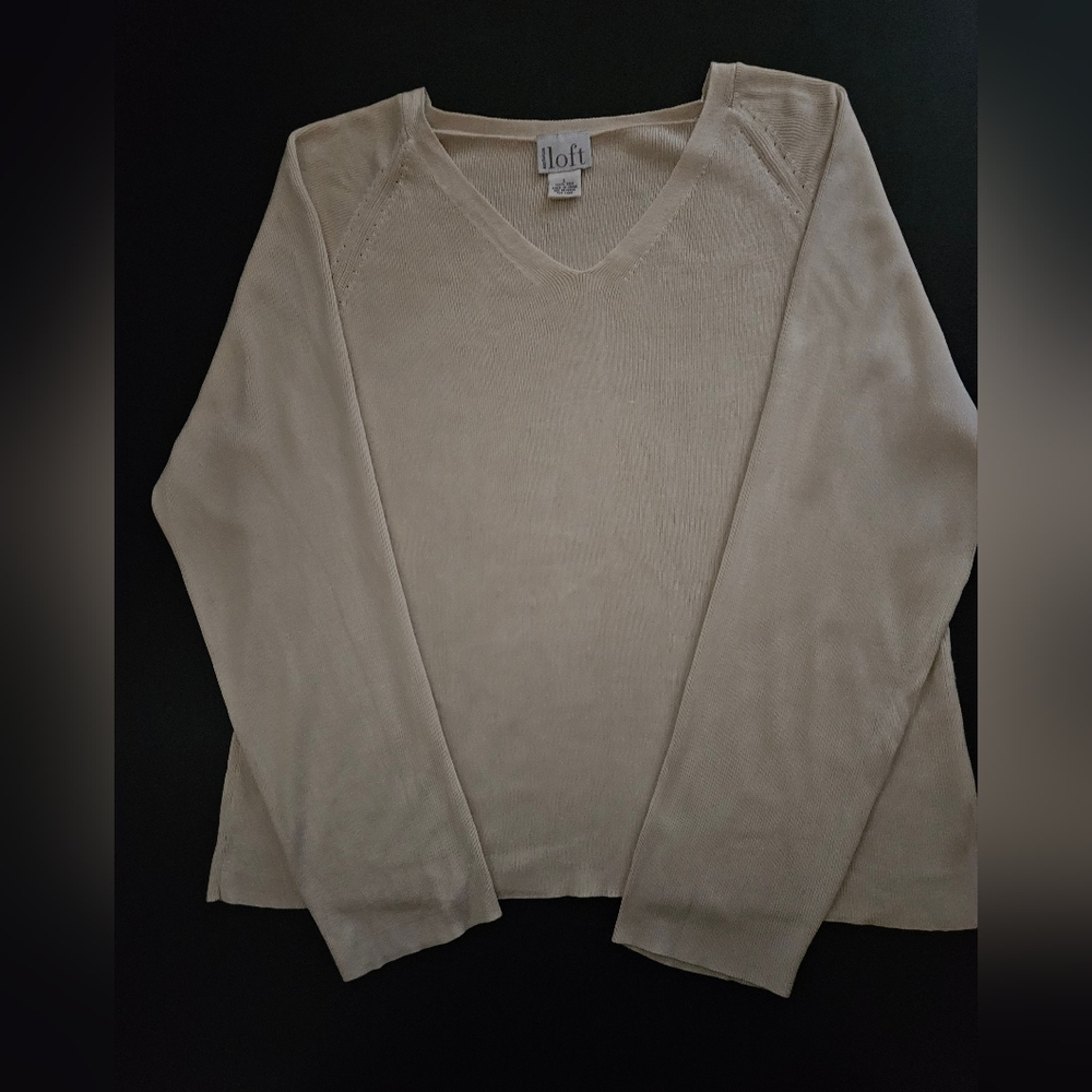 LOFT 100% Silk Off White Jersey - NWOT - Size L